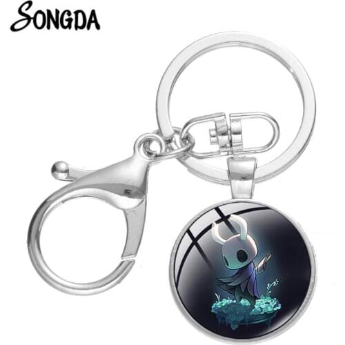Hot Sale Hollow Knight Keychain Cartoon Game Figure Funny Picture Glass Dome Lobster Clasp Pendant Fans Car Bag Key Ring