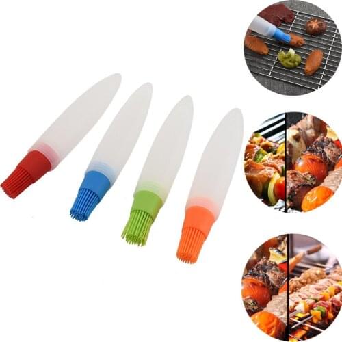 Barbecue Brush Tool Silicone Oil Bottle Pastry Basting Brush Honey Container Dispenser Grill Kitchen Cooking Utensils for BBQ