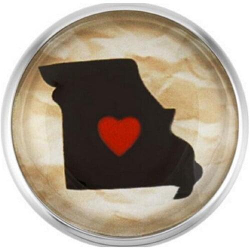 Missouri State Snap Buttons Glass Ginger Snap Charms Fit 18mm Snap DIY Bracelets/Necklace Jewelry 20Pcs/lot