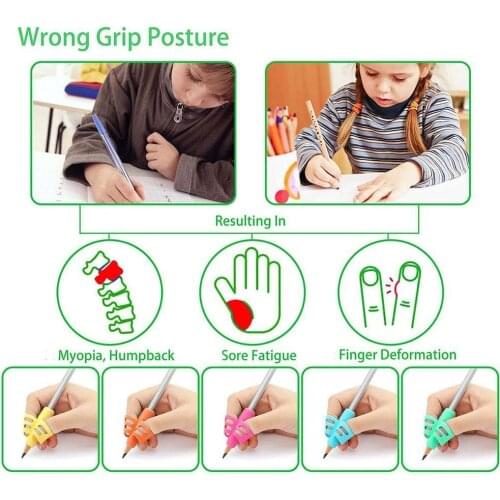 3pcs Children Writing Pencil Pen Holder Kids Learning Aid Practise Posture Device Correction Grip For Students Pen Silicone S7C0