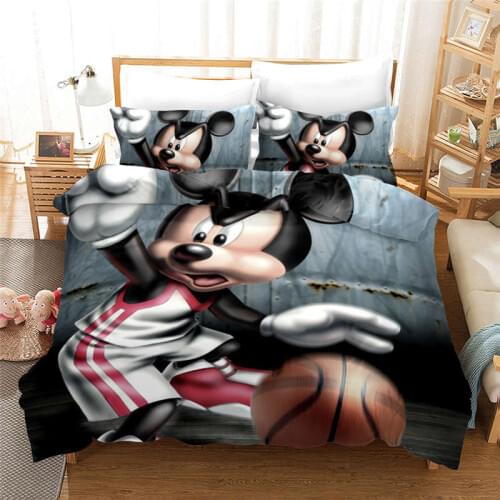 Disney Basketball Mickey Mouse Bedding Set Twin Size Bed Linens For Kids Boys Quilt Duvet Covers Home Queen Double Gifts