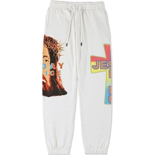 Men Cross Portrait Print Streetwear Hip Hop Casual Sports Pants Male Jogger Sweatpants Loose Trousers