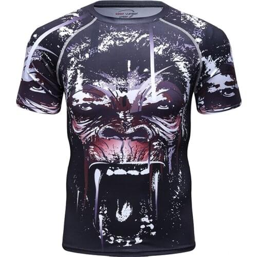 2021 Summer New Mens Compression Shirts Full Cartoons Printed Short Sleeve T Shirt Outdoors Running Fitness Tight Jerseys