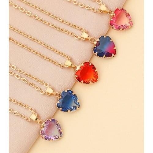 Wholesale Trendy Female Pendant Gold Color Link Chain Choker Heart Style Necklace Women Girl Metal Jewelry Accessory Party