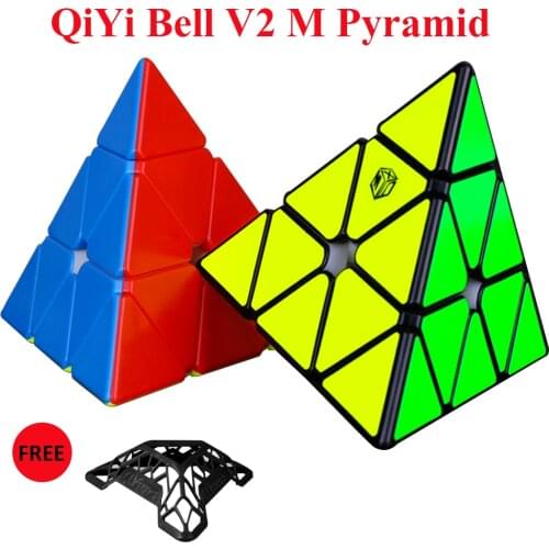 QiYi X-Man Bell V2 Magnetic 3x3x3 Pyramid MoFangGe XMD 3x3 Cubo Stickers sticker Magic Cube Magico Puzzle baby kids toys