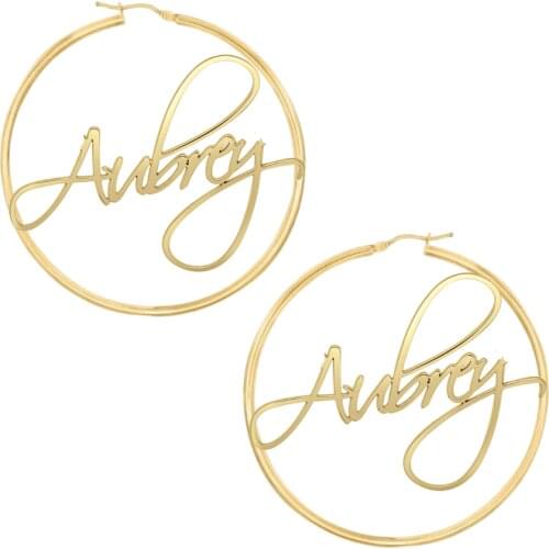 Custom Name Earrings Stainless Steel Jewelry Boho Personalised Name Hoop Earrings Big Circle Hanging Earring For Female Gift