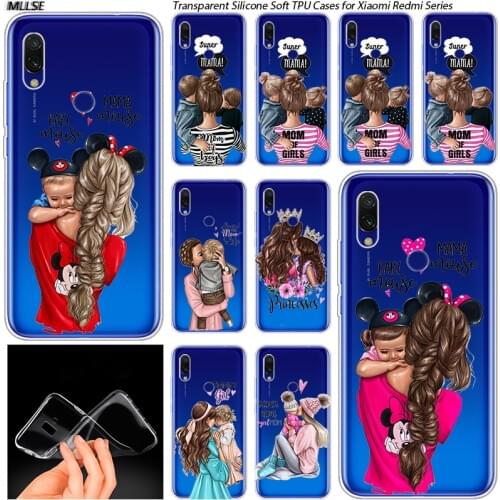 Baby Mom girl boy Transparent Background Silicone Case for Xiaomi Redmi K20 7 7A 5 5Plus 6 6A S2 Note 8 7 6 5 Pro