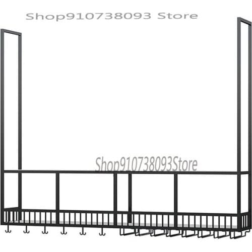 Bar restaurant bar counter wrought iron hanger wine rack hanging racks bar counter decoration wall cabinet wine cabinet upside d