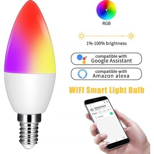WiFi Smart Voice Control Lamp Led RGB Light Candle Light Bulb Novelty C37 GU10 Spotlights Dimmable Lighting For Home Party Decor