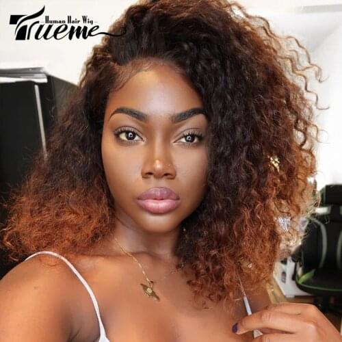 Trueme Short Curly Bob Lace Front Wigs Brazilian Water Wave Lace Front Human Hair Wigs For Women Remy Wet And Way Lace Bob Wig