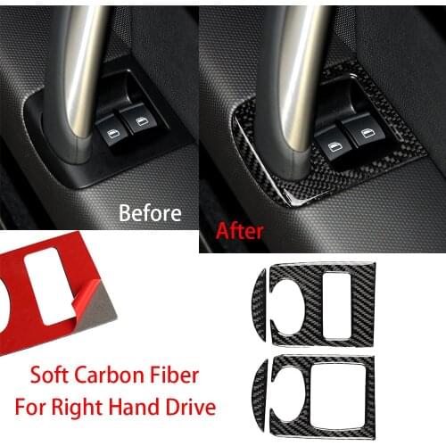 Soft Real Carbon Fiber Window Lift Switch Button Trim For Audi TT 8N 8J MK123 TTRS 2008-2014
