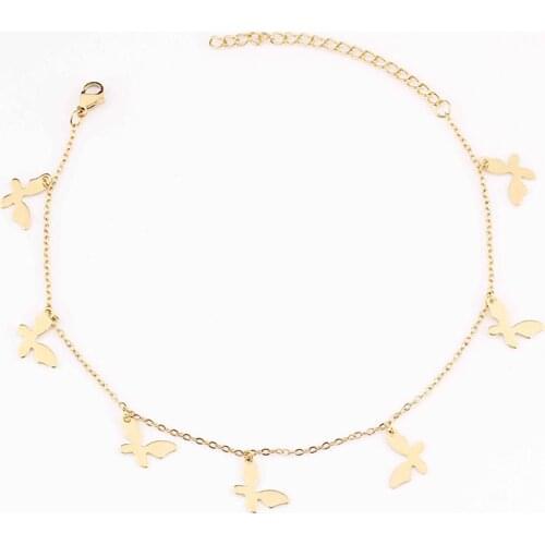 Woman Simple Bohemian Butterfly Beach Barefoot Anklets Sandals Bracelet Crochet Female Golden Foot Leg Chain Party Gifts