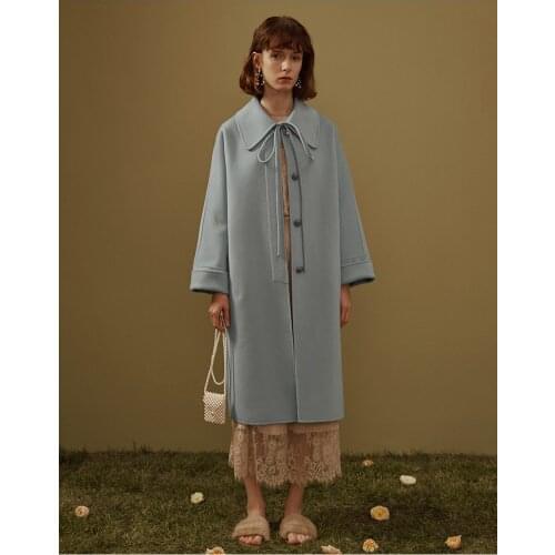 Winter red woolen coat womens mid-length 2021 new woolen coat