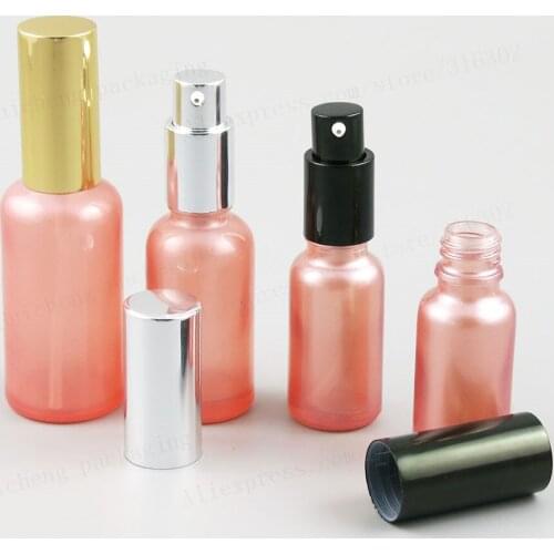 10ml 30ml 50ml 100ml Paint Pink Cream Shampoo Bottle With Aluminium Pump Cosmetic Containers 12PCS