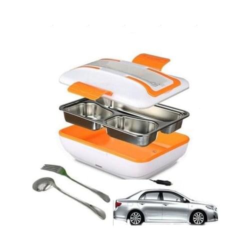 12V 1.05L Electric Lunch Box stove Car cigarette lighter Food-Grade Container fast Warmer heating stove fan with knife fork