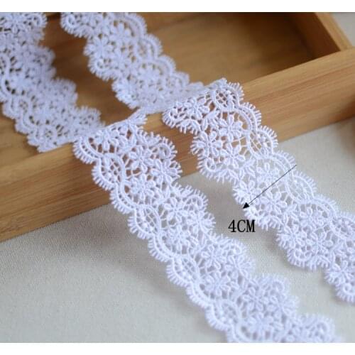 2 Meters Pretty Pure White Fabric Hollow Embroidery Lace Water Soluble Lace Trims Sewing Garment Appliqued Lace 4CM