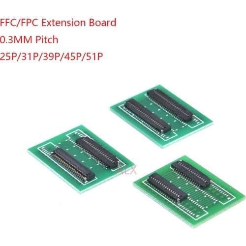 2PCS FPC FFC Flexible Flat Cable Extension Board 0.3 mm Pitch 25 31 39 45 51 PIN Connector 0.3mm