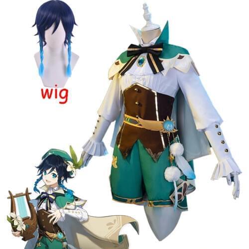 2020 New Game Genshin Impact cosplay Anime Accessories Project VENTI Cosplay Costume Womens Coat Shirt Pants Belt Socks Set