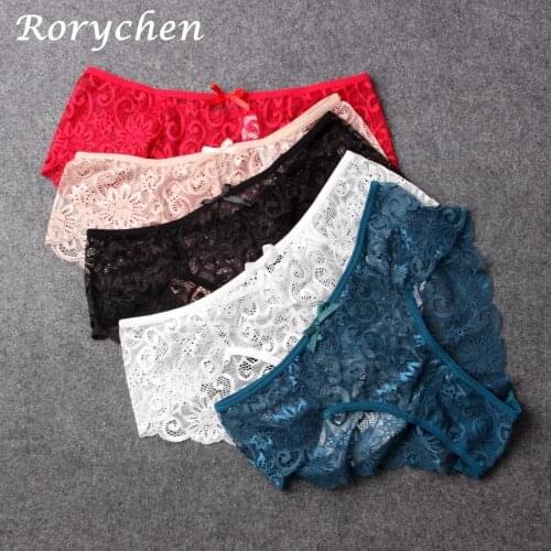 5 pcs/lot Classic Mid Waist Womens Briefs Full Lace Underwear Sexy Lingeries Plus Size Women Tanga Boxer Slip