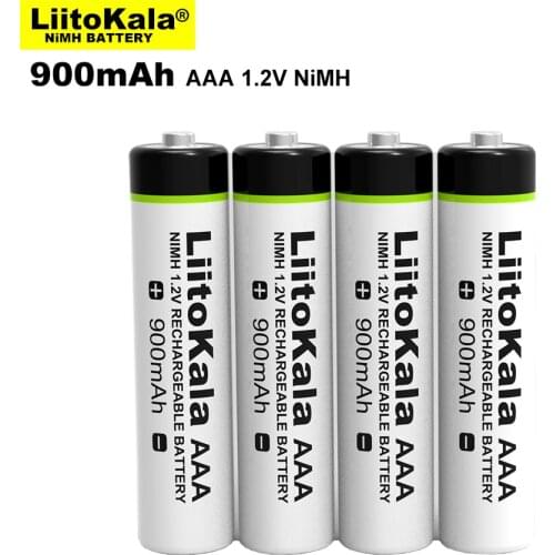 4PCS Original LiitoKala 1.2V AAA 900mAh NiMH Rechargeable Battery for Flashlight, Toys,Remote control