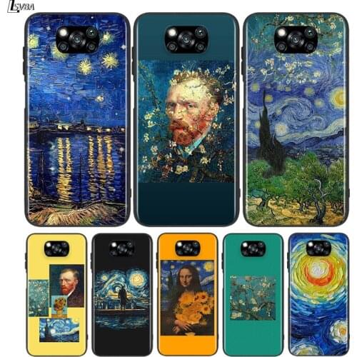 Black TPU Soft Silicone Cover Van Gogh painting Art for Xiaomi Mi Note 10T 10 Ultra 9T 9 8 Pro Lite SE 5G Phone Case