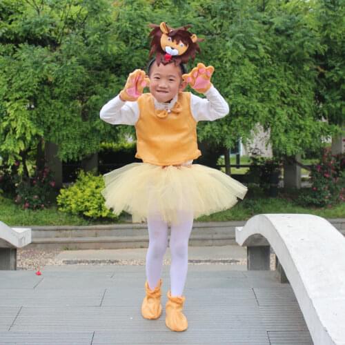 King of Forest Children Kid Suits Animal Lion Cosplay Costume with T-shirt Shorts Girl Tutu Dress Shoes for Girls Boys