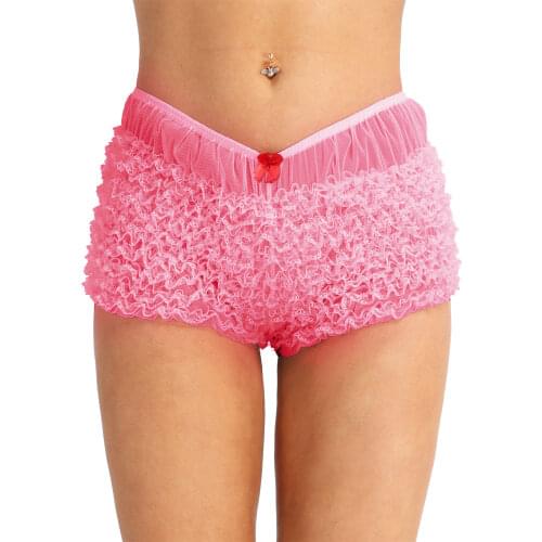 Women Erotic Boxers Shorts Ruffled Bloomers Knickers Sexy Lingerie Porno Lace Transparent Panties Underwear Pole Dance 5 colors