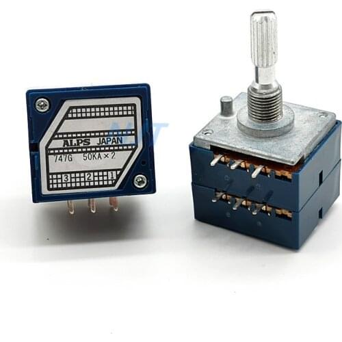 10K 20K 50K 100K ALPS RK27 Double Volume Potentiometer Dual 10KA 20KA 50KA 100KAx2 6pin Rotary Switch Plum Shaft