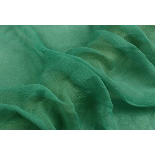 Howmay 100% pure silk fabric crinkle georgette 5m/m 135cm 51" green 79# lightweight soft tulle for scarf or dress