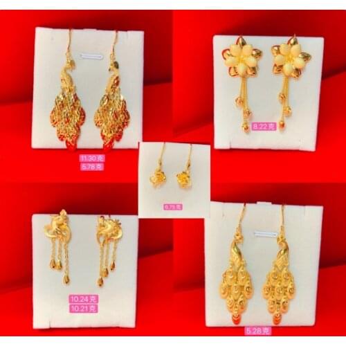 HX 24K Pure Gold Earring Real AU 999 Solid Gold Earrings Nice 3D Rose Upscale Trendy Classic Fine Jewelry Hot Sell New 2020