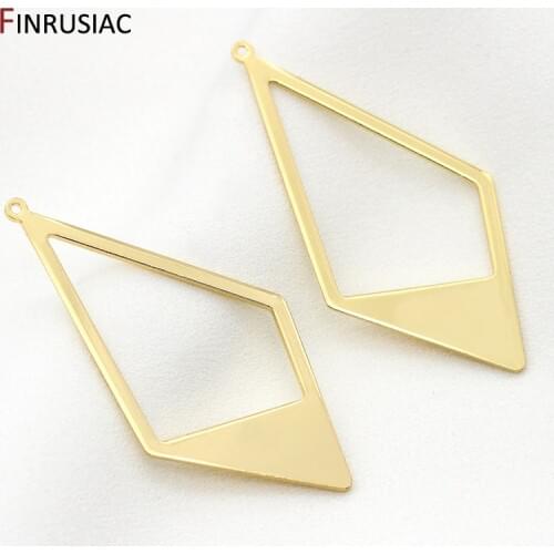 Korean Fashion Brass Metal Gold Plated Rhombus Pendant Charms DIY Earring Charms Accessories Wholesale