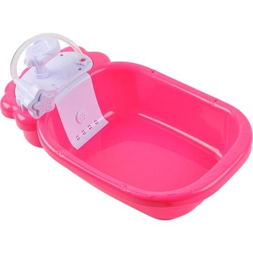 Newborn Doll Bathtub Spray Shower Bath Tub Toy Infant Toddler Kids Pretend Play Plastic Toy