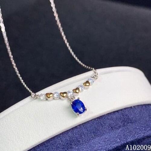 KJJEAXCMY fine jewelry 925 Sterling Silver inlaid natural sapphire fashion girl new Pendant Necklace support test