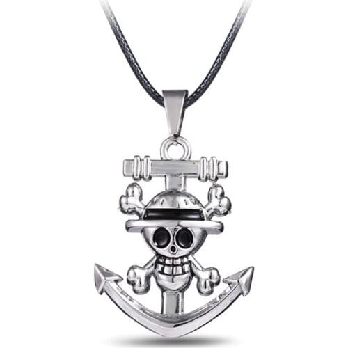 Mengtuyi Fashion Statement Women Necklace Comic One Piece Men Choker Necklace Skeleton Pendants Leather Chain Accessory Gift