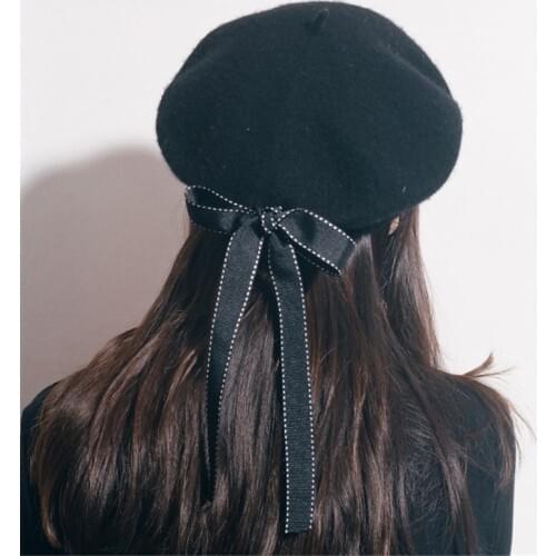 Metallic Beret Girls Cute Lolita Wool Beret Women Vintage Painting Cap Beanie Hat Headwear