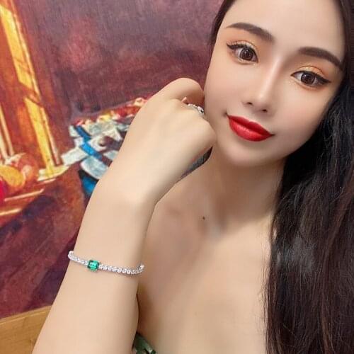 Fashion Square Bracelet Minimalism Silver Chain Inlay Full Dazzling Crystal Zircon Charm Jewelry For Women Wedding Birthday Gift