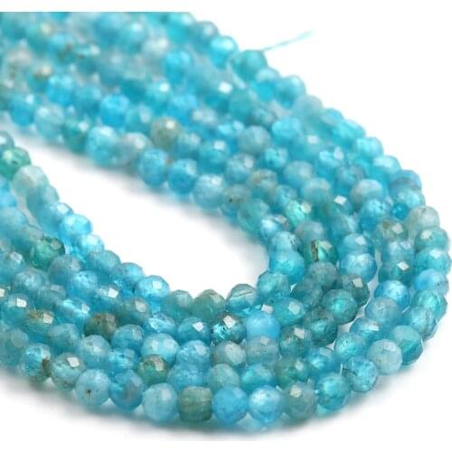 Natural Stone Apatite Beads 2mm 3mm Small Round Section Loose Stone Bead for Jewelry Making DIY Bracelet Necklace Strand 15