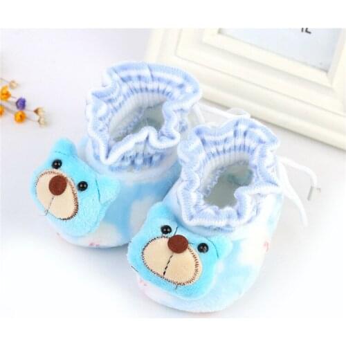 Newborn Toddler Baby Socks Unisex Boys And Girls Infant Cartoon Cute Bear Crib Warm Shoes 0 - 6 Months