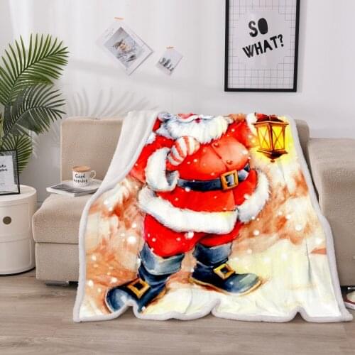 3D Christmas Santa Tree Snowman Reindeer Printed Blankets Warm Soft Bed Quilts Bedspreads For Sofa Bed Car