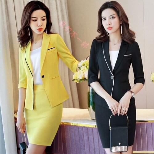 Professional female skirt suit white professional suit skirt female suit fashion high-end OL overalls 2 piece set women