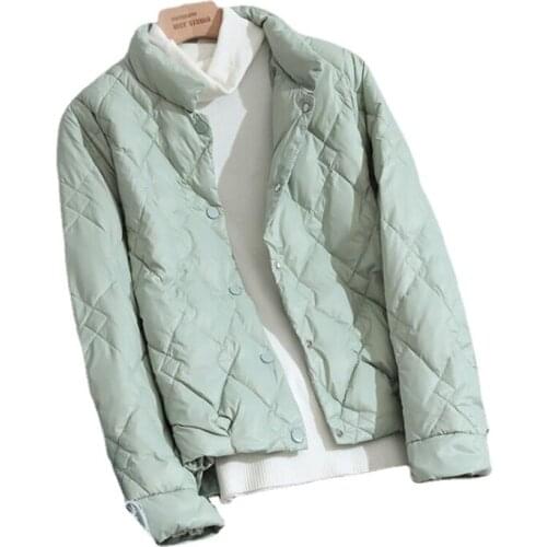 2021 New Autumn Winter Stand collar Down Jacket Women Long Sleeve 90% Ultra-light Plus Size Thin Down Coat Womens Outerwear