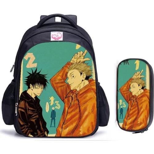 16 Inch Jujutsu Kaisen Yuji School Bag for Kids Boys Girls Backpack Children School Sets Pencil Bag Toddler Schoolbag