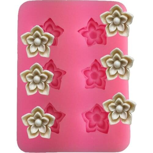 Six-hole small flower silicone mold fondant baking cake decoration mold handmade chocolate dripping clay mold