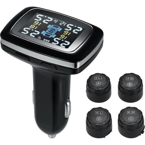 TPMS Smart Car Tire Pressure Monitoring System Digital LCD Display with 4 Internal Sensors Auto Alarm Function