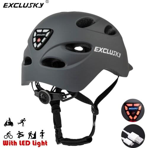 EXCLUSKY Adult Rechargeable USB Safety LED Road Cycling Bicycle Light Helmet Size M and L CE CPSC Certification