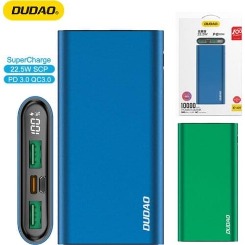 DUDAO 10000mah Power Bank PD 20W 18W Powerbank 10000 mah Vooc Dash SCP Portable Charger for Oppo Oneplus Huawei iPhone