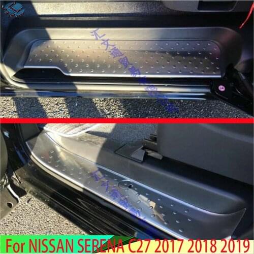 For NISSAN SERENA C27 2017 2018 2019 Stainless Steel Inner Inside Door Sill Panel Scuff Plate Kick Step Trim Cover Protector