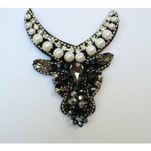 DIY OX Embroidered beaded Patches for Clothing sew on rhinestone cow parche Appliques Decoration Badge parche