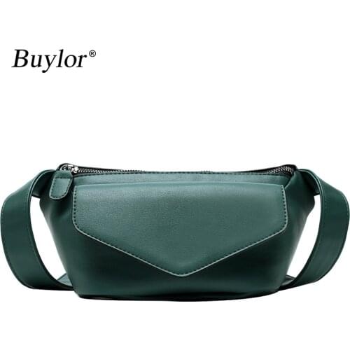 Buylor PU Leather Women Chest Bag Casual Fashion Waist Bag Travel Small Shoulder Bag Wild Pure Color Ladies Belt Messenger Bag