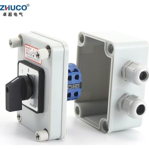 ZHUCO SZW26/LW26-20 D303.3 20A 3 Pole Custom Electric Universal Cam Changeover Switch With Waterproof And Dustproof Sealed Box